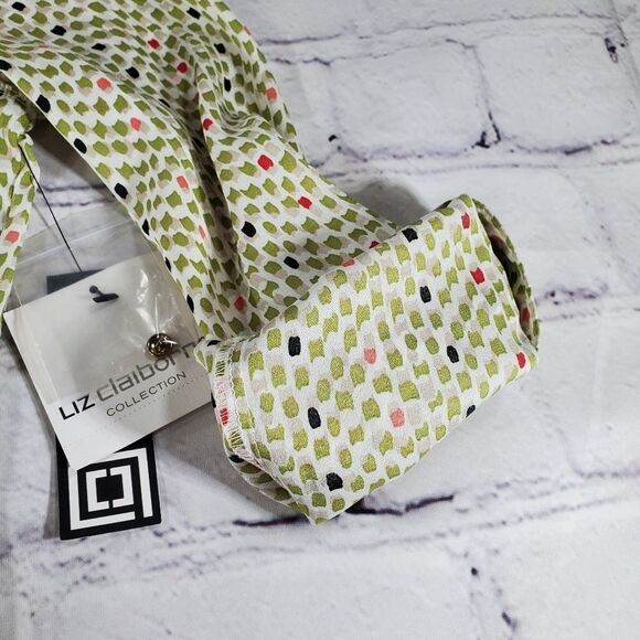 🔸️NWT Liz Claiborne Green Print Button Long Sleeve Top Small - Picture 5 of 10